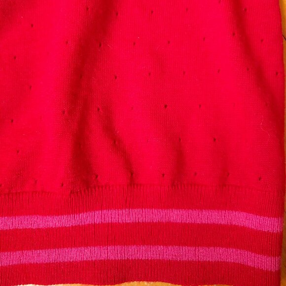 Vibrant 100% Fine Merinos Pointelle Pink Martini Crewneck XL - Picture 3 of 6